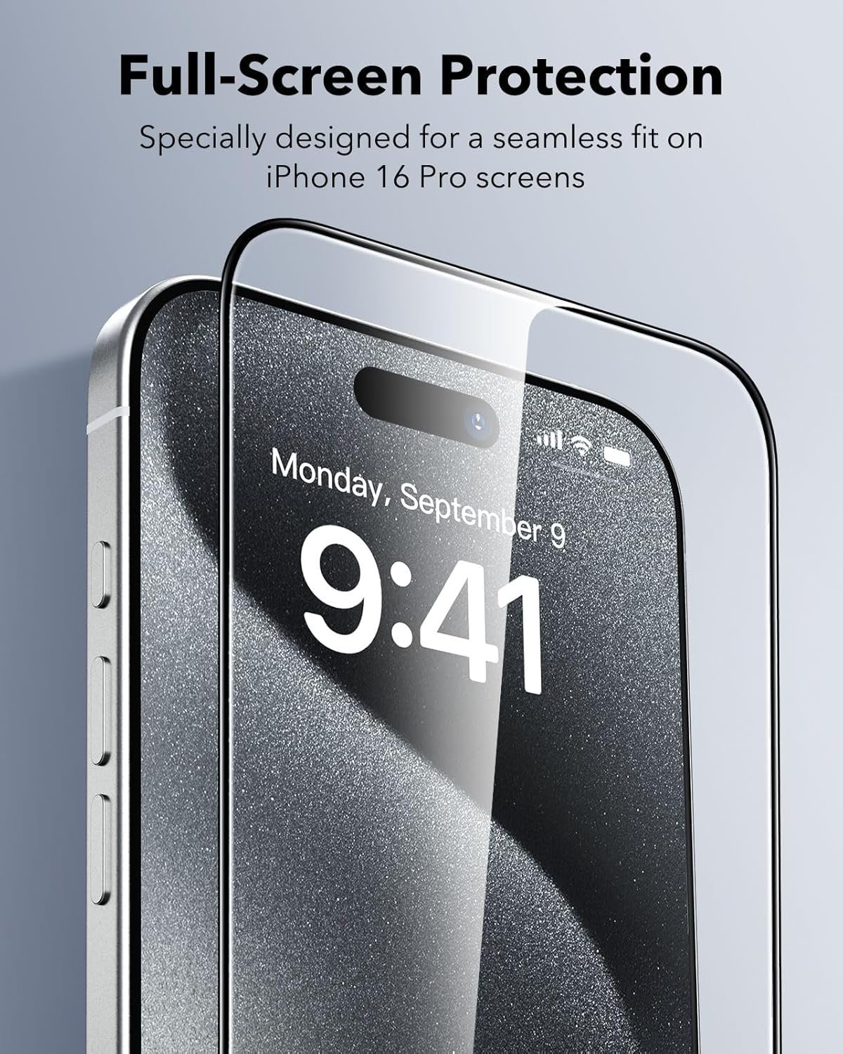 ESR 3 Pack for iPhone 16 Pro Screen Protector, Military Grade Shatterproof, 9H Hardness, Full Coverage Tempered Glass with UltraFit Tray