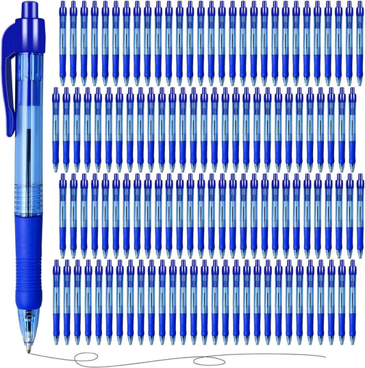 300 Pack Rollerball Pens, Retractable Ballpoint Pens with Grips for Smooth Writing, Gel Ink Pen for Office School Note Taking Class Drawing Art Stationery Supply (1.0mm Tip, Blue Ink)