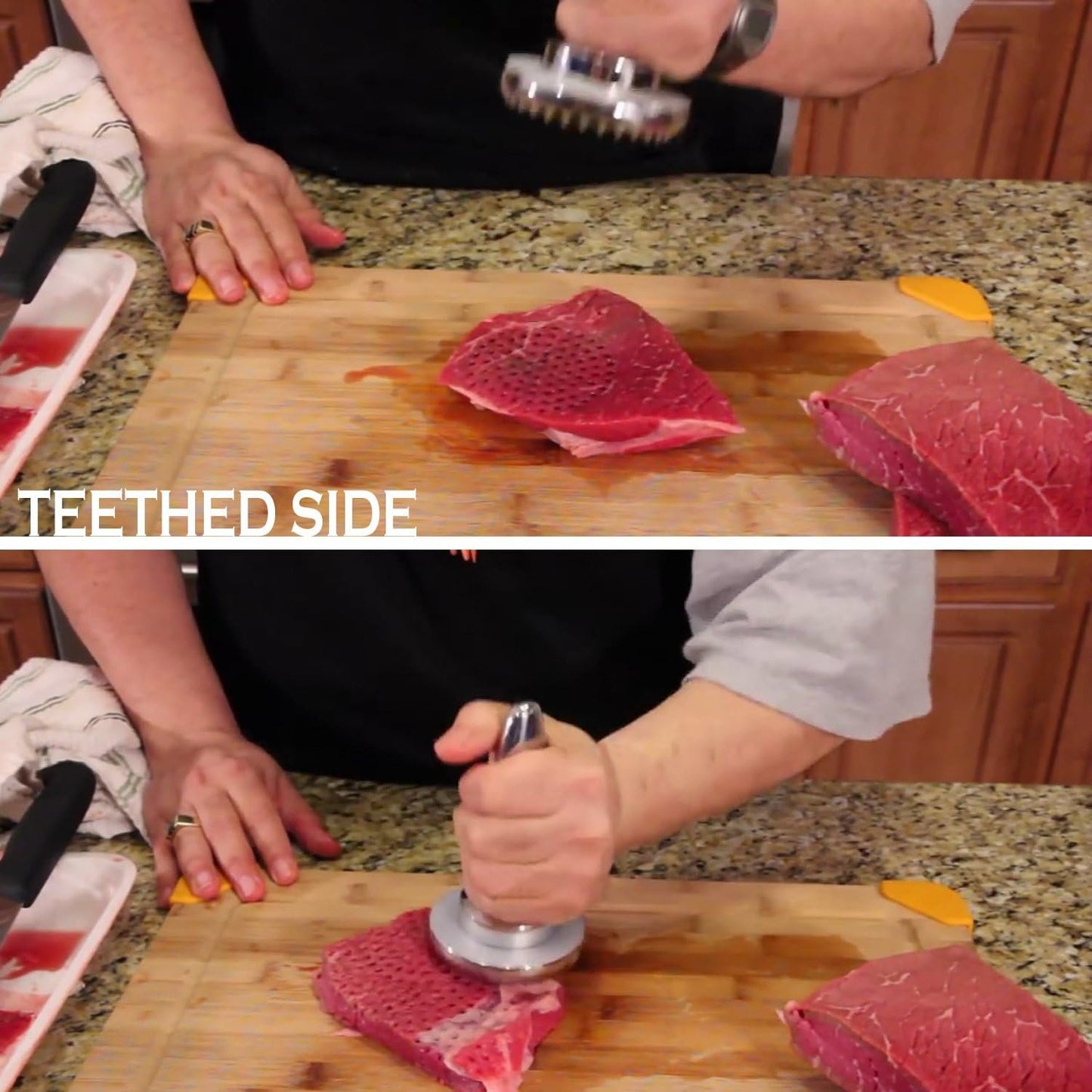 Reversible Meat Tenderizer and Pounder Commerical Dual Sided Meat Tenderizer Mallet Marinating Prep Tool