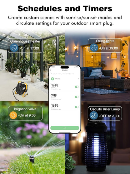 EIGHTREE Outdoor Smart Plug Waterproof IP44, Smart Outlet Plug with 2 Independently Controlled Outlets, Compatible with Alexa and Google Assistant, Voice & Remote Control, Timer&Schedule, 2.4GHz Only