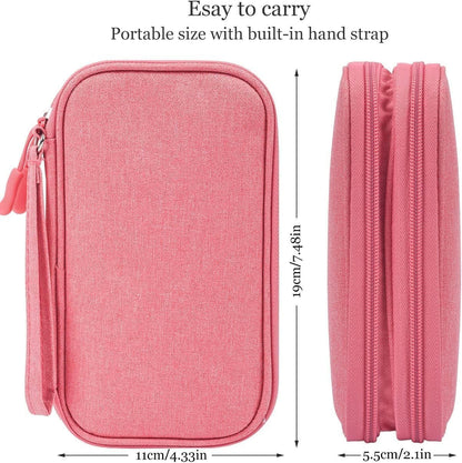 CAOODKDK Electronics Accessories Cases, Travel Cable Organizer Pouch Bag, Portable Waterproof Double-Layer All-in-One Storage Bag, Charger&USB Cable/Power Bank/Magic Mouse/Earphones (Pink)
