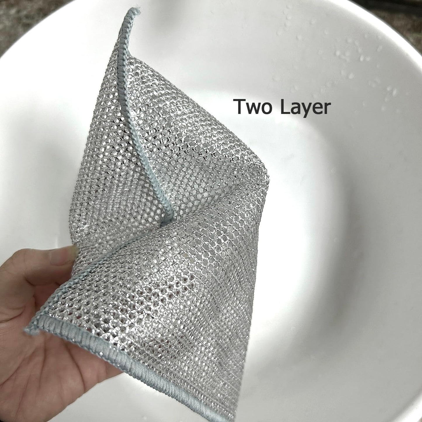 YinQin 6 PCS Double Layer Wire Dishwashing Cloths Non Scratch Stainless Steel Mesh Cleaning Cloth 20x20 cm Two Layer Multi Purpose Metal Wire Dish Cloths Rag Towel for Kitchen, Dish, Sink, Stove Top