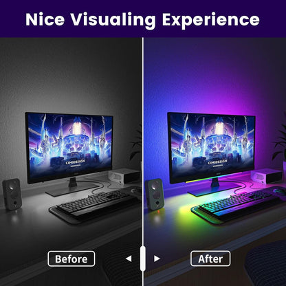 Smart LED Strips, RGB Bar Lamp USB Ambiance Gaming Lights with Multiple Lighting Effects and Music Modes for Gaming Room, PC, PC Accessories, Gaming Desk Accessories, Mood Light with App Control