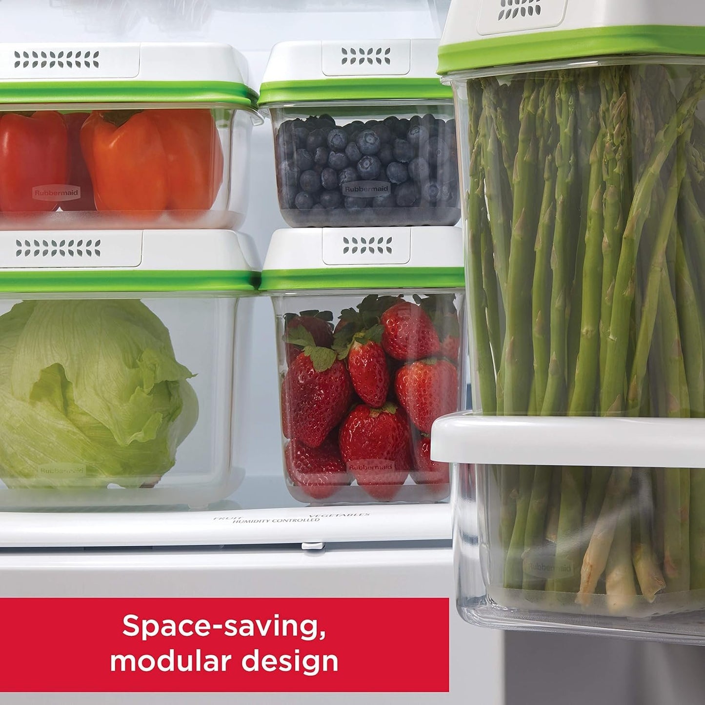 Rubbermaid FreshWorks Produce Saver, Large Produce Storage Containers, 4 Piece Set