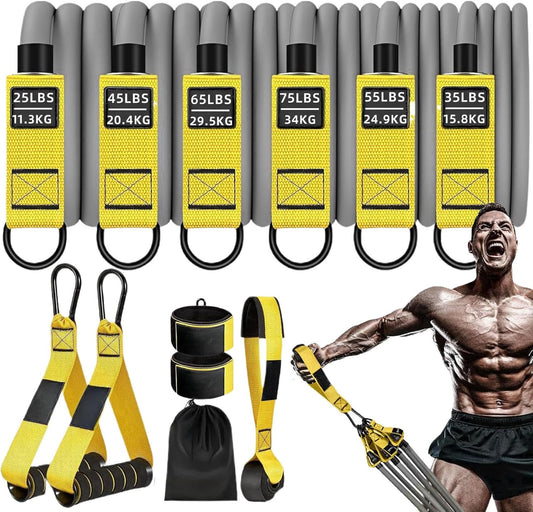 Exercise Bands, Pull Up Assistance Set, 11.81 Inches Adjustable Opposition with Non Slip Design and Ankle Straps, Heavy Duty Fitness Gear for Strength, Training & Hand Workout Use