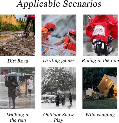 Rain Shoe Covers Waterproof Rain Boot Shoe Cover PVC Rubber Sole Reusable Anti-Slip Rain Snow Boots Overshoes Gear Shoes Durable Mud-Proof Shoe Protector for Cycling Outdoor Travel (Black, XL)
