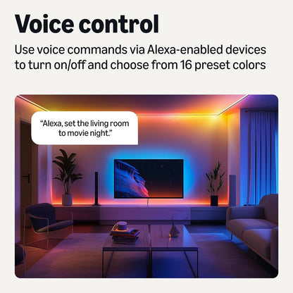 Amazon Basics Smart LED Light Strip, 5 Meters, RGB + Tunable White, Works with Alexa Only, 2.4 GHz Wi-Fi, No Hub Required