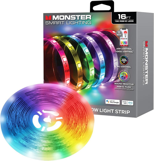 Monster Smart 16.4ft Indoor Multi-Color Light Strip, Sound Reactive, Razer Chroma