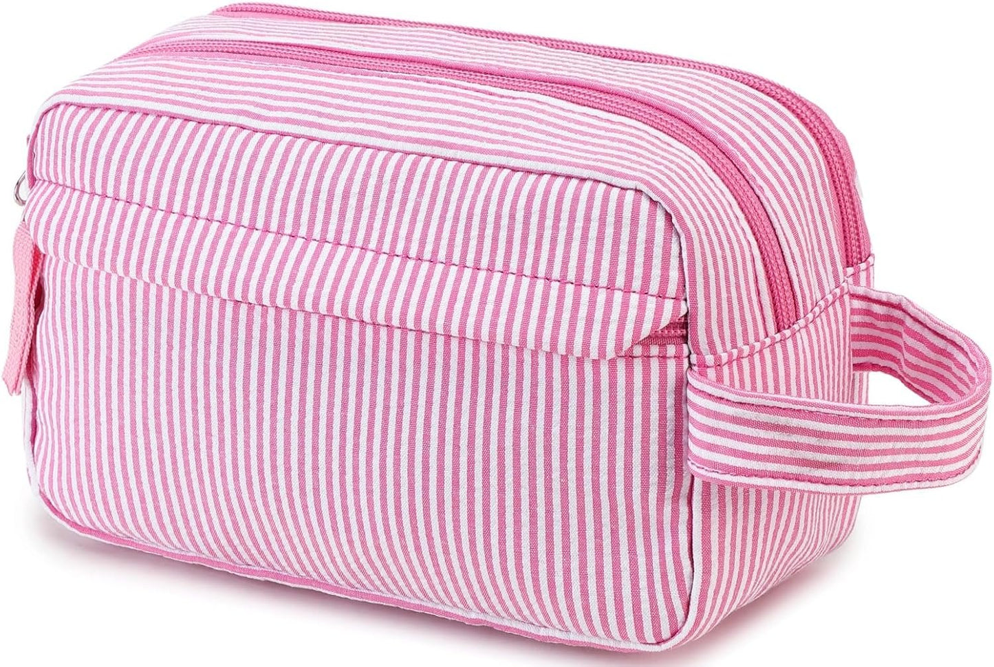 CAMTOP Travel Toiletry Bag for Kids Cute Toiletry Bags for Boys Girls Waterproof for Toiletries Accessories Bathroom Stuff, Strip Pink, Toiletry Bag