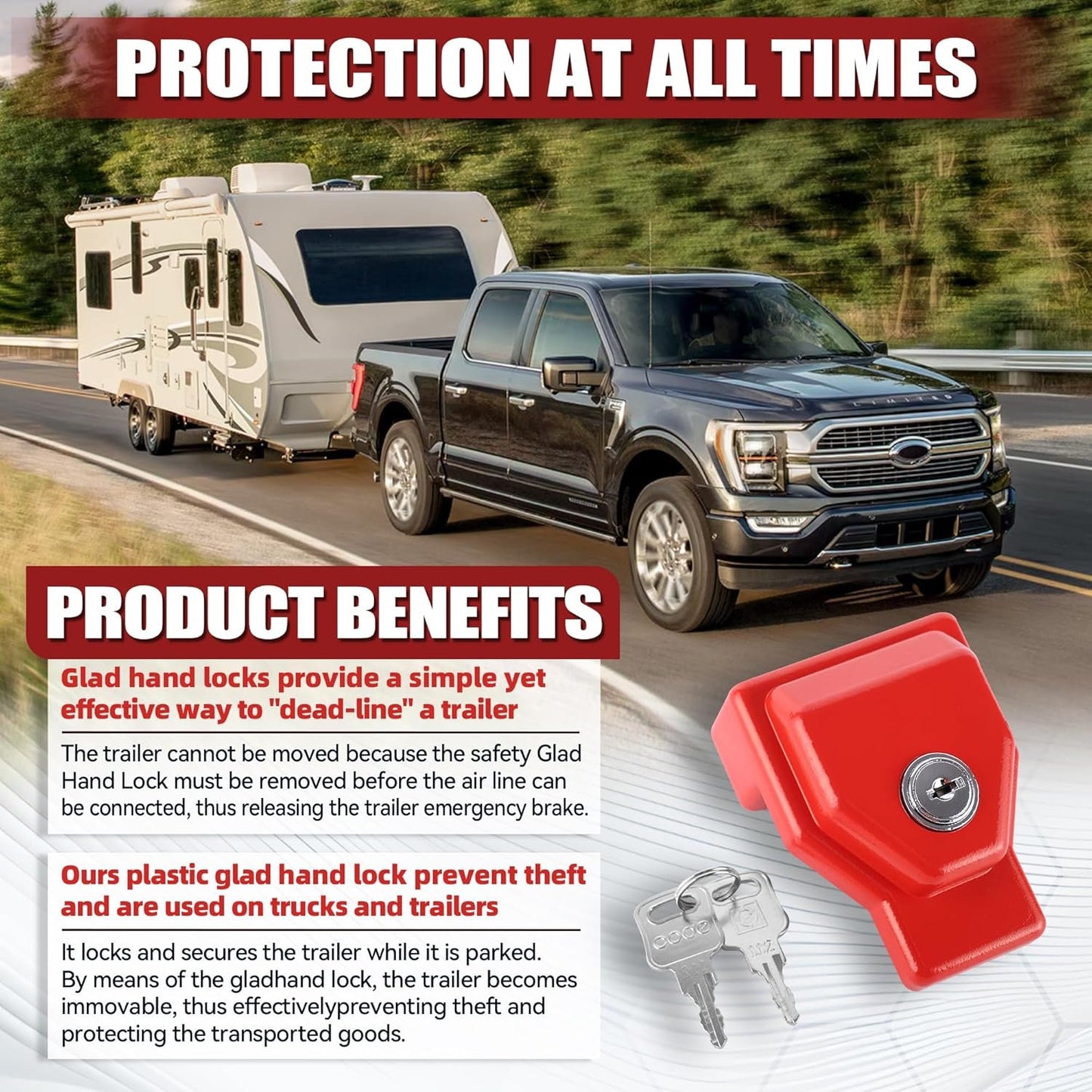 Glad Hand Lock Keyed Alike 10 Pack Heavy Duty Aluminum Air Brake Glad Hand Lock for Tractor Trailer