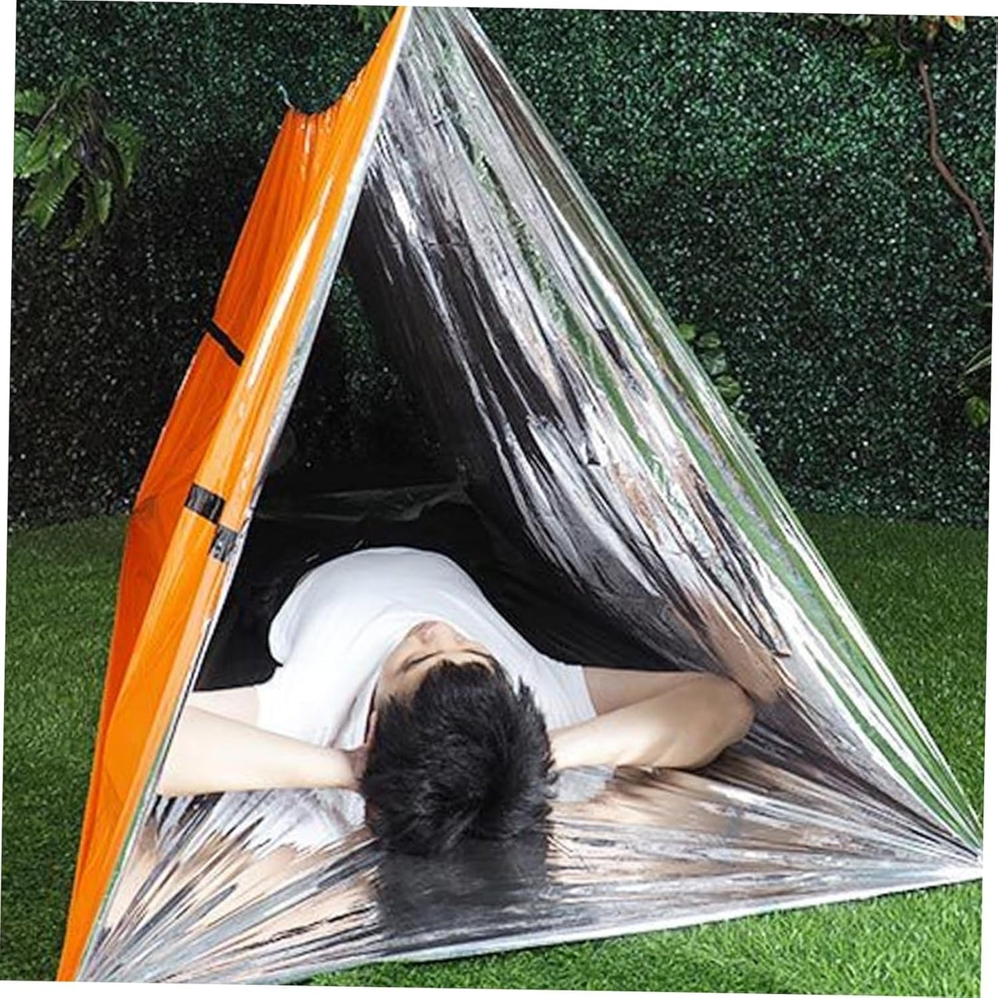 Parliky 1 Set Emergency Survival Pe Thermal Blanket Raincoat Tent for Camping Hiking Outdoor Use Portable Lightweight Insulation