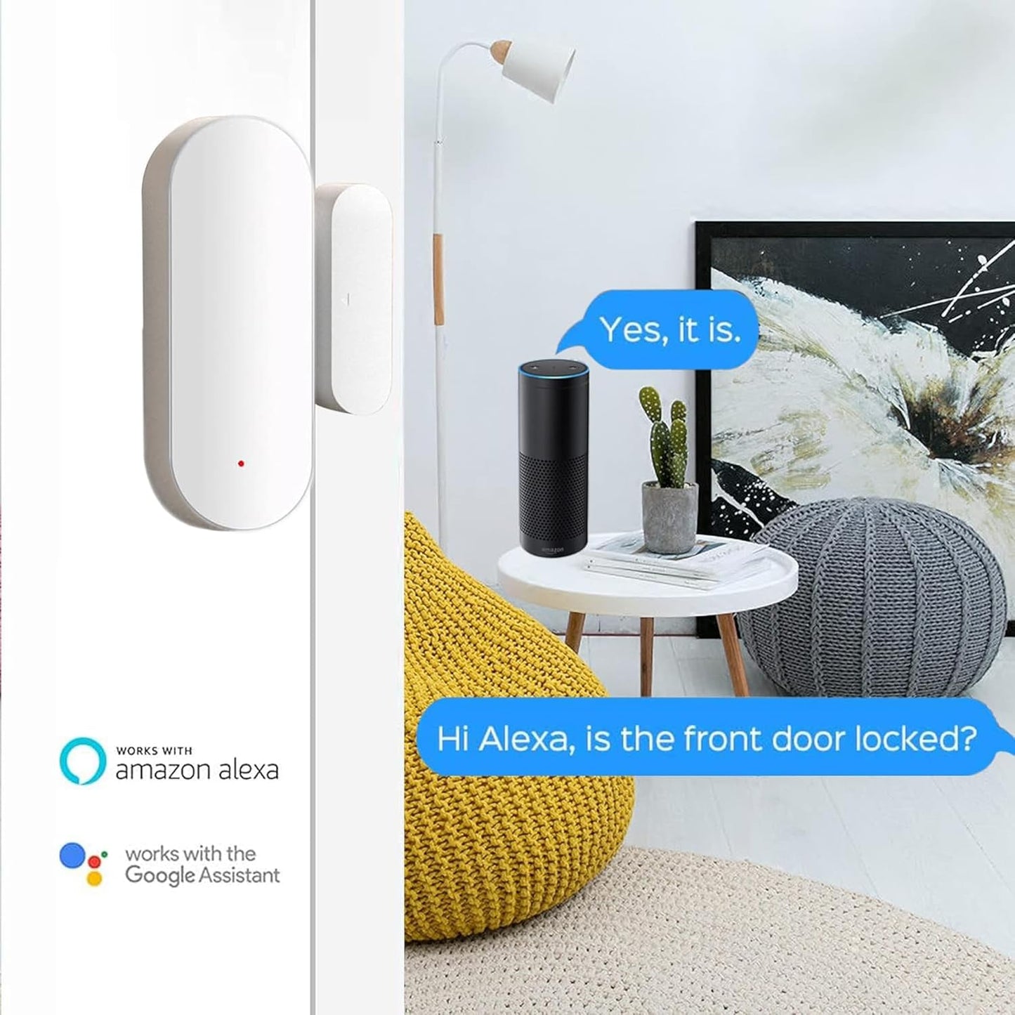Comboss Smart WiFi Door Sensor Detector, Wireless Real-Time Alarm, Security Door Opening Contact Sensor for Business Intrusion Alarm, 4 Pack