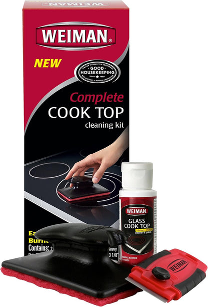 Weiman Complete Cook Top Cleaning Kit - Cook Top Cleaner and Polish 2 oz, Scrubbing Pad, Cleaning Tool, Cook Top Razor Scraper