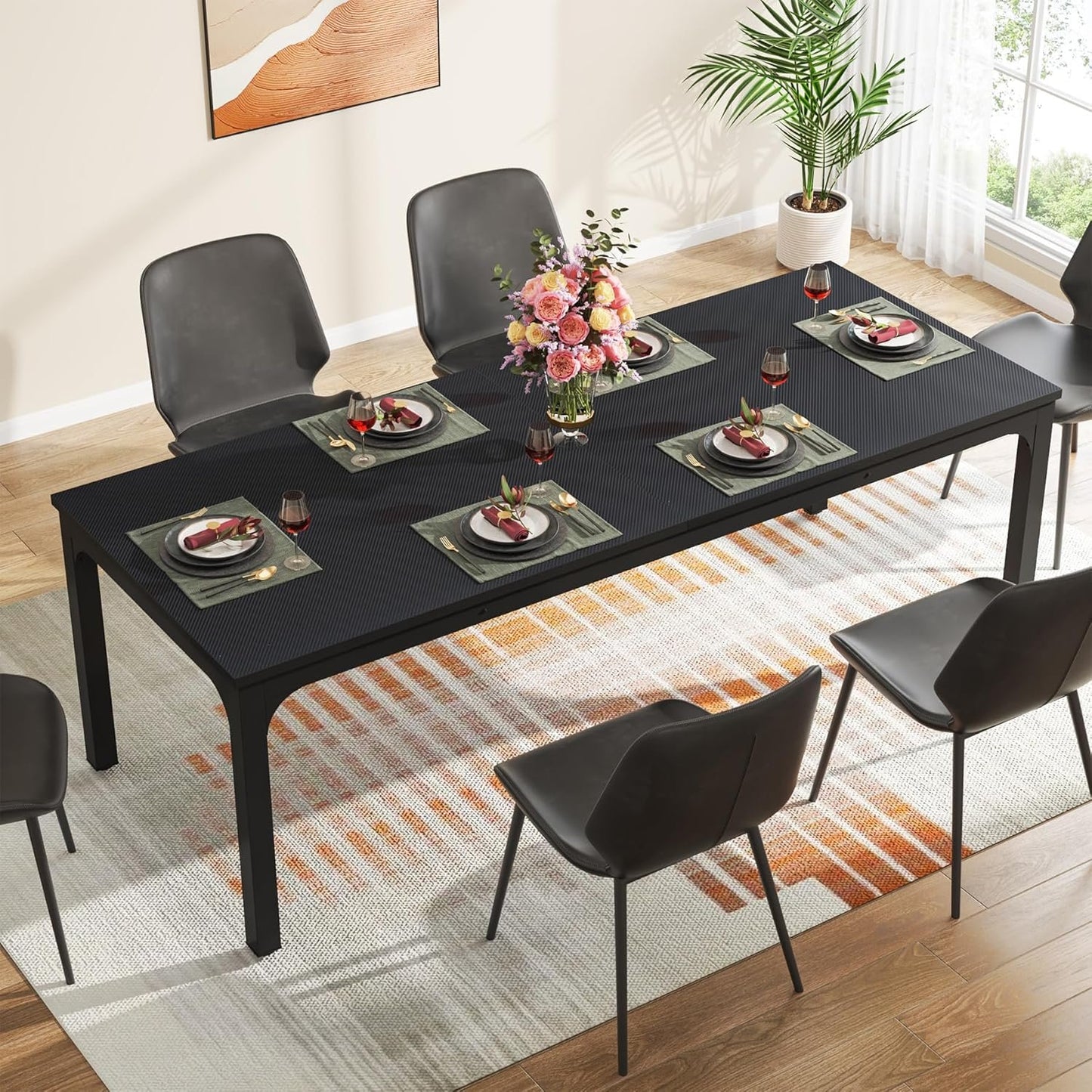 Tribesigns Dining Table for 6-8 Person, 78 inch Long Rectangular Kitchen Dining Table for Living Room and Dining Room, 78.7 x 27.5 x 29.5 Inches(Only Table)