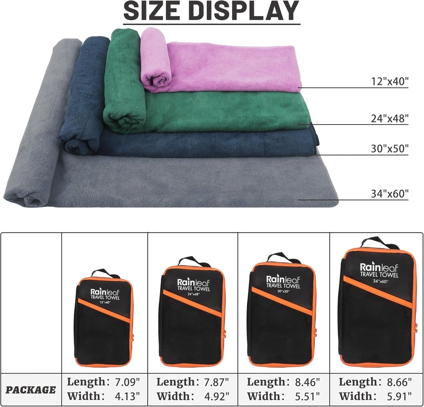 Rainleaf Microfiber Travel Towel Quick Dry Swimming Towel Ultra-Compact,Super Absorbent-Blue 34"x60"