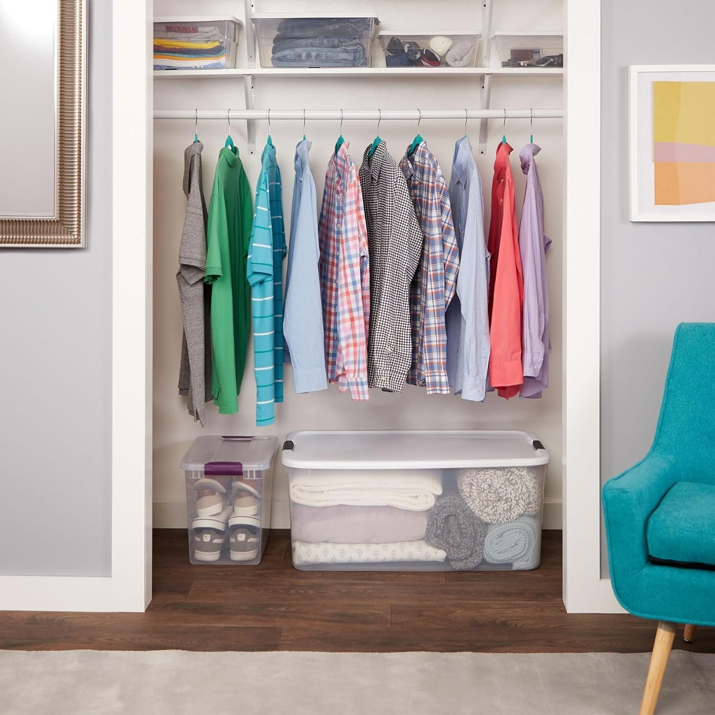 Sterilite 8-Pack Ultra Latching Box, Storage Bins with Lids, Clear Plastic, 116 Quart - Heavy-Duty Organizing Containers for Closet, Bathroom, and Office