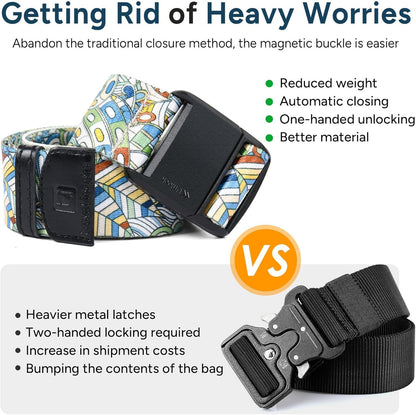 travel inspira Magnetic Quick Release Buckle Replacement - Add a Bag Luggage Strap for Carry On Bag - Airport Travel Accessories for Women & Men (34-46 in./88-116cm) - Rose Window