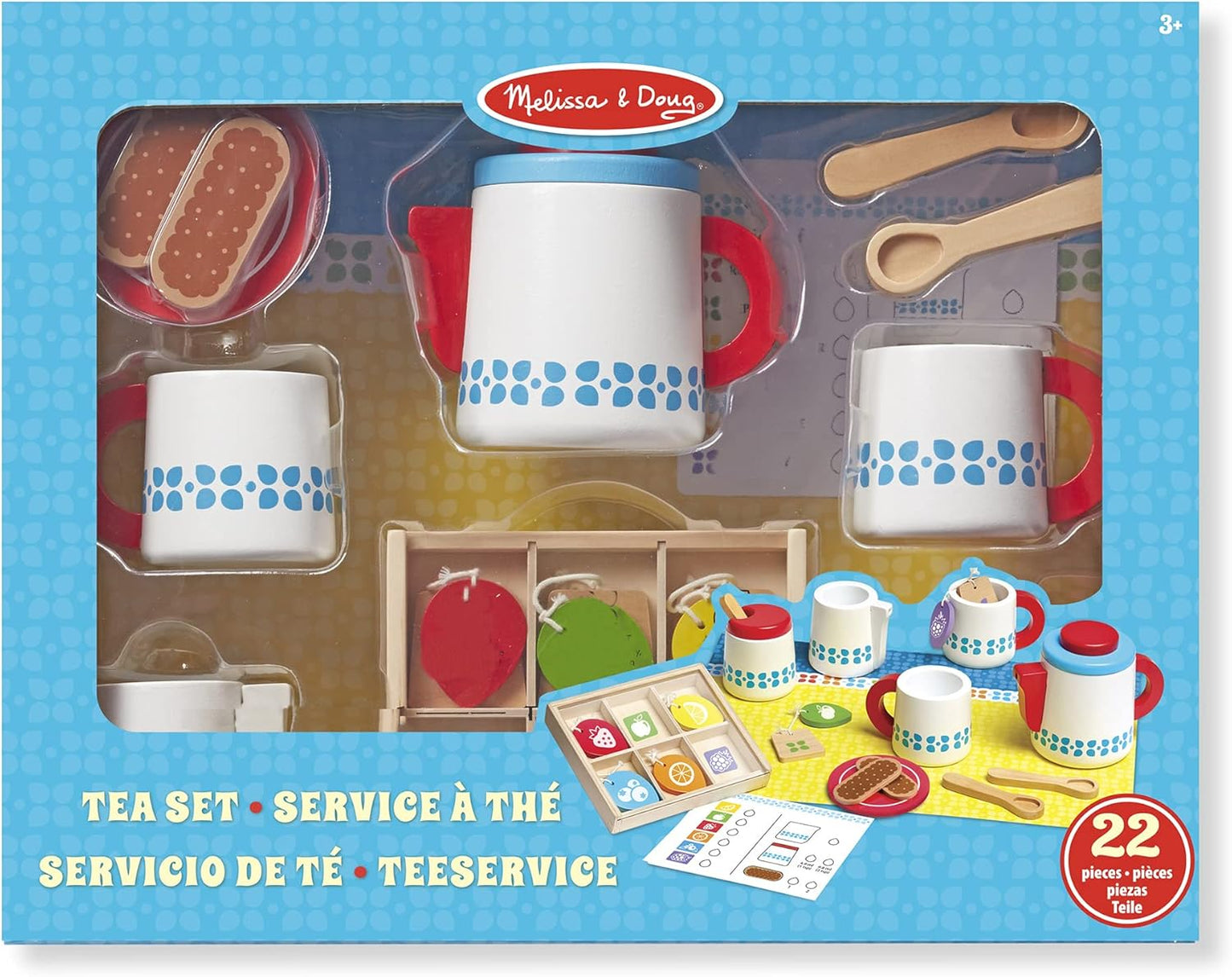 Melissa & Doug Steep & Serve Wooden Toy Tea Set, Wooden Toys, Kids Tea Set, Pretend Play, Play Food, Tea Party Set Kids Age 3+, Gift for Boys or Girls, Tea Set for 3 Year Old Girls