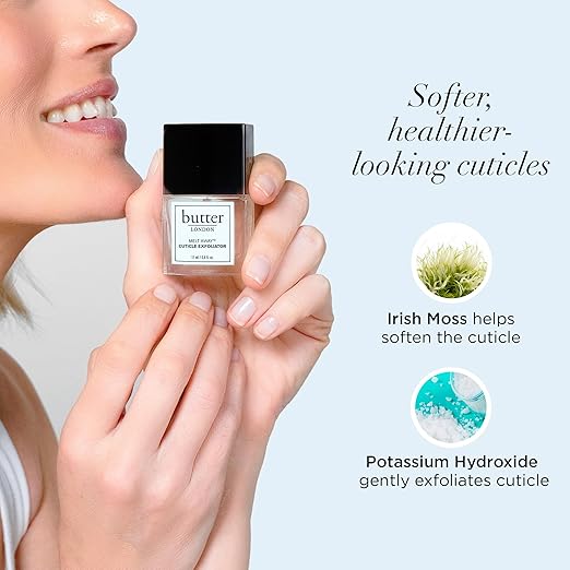 butter LONDON Cuticle Remover Liquid, Melt Away - Cuticle Softener Oil Exfoliator Gently Removes Dry & Overgrown Skin - Nail Care for Clean & Healthy-Looking Nails, Home Manicure & Pedicure