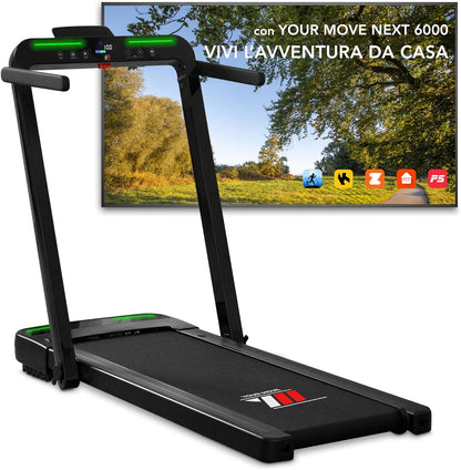 YM Next 6000 Folding Electric Treadmill, 16 km/h, Italian Brand, Space-Saving, Bluetooth + Kinomap Zwift Bitgym Fithome, Super Compact (13 cm Closed), Italian Assistance