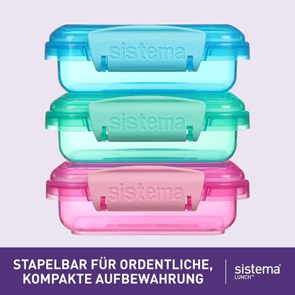 Sistema Lunch Collection Food Storage Containers, Assorted Colours, 3 Pack
