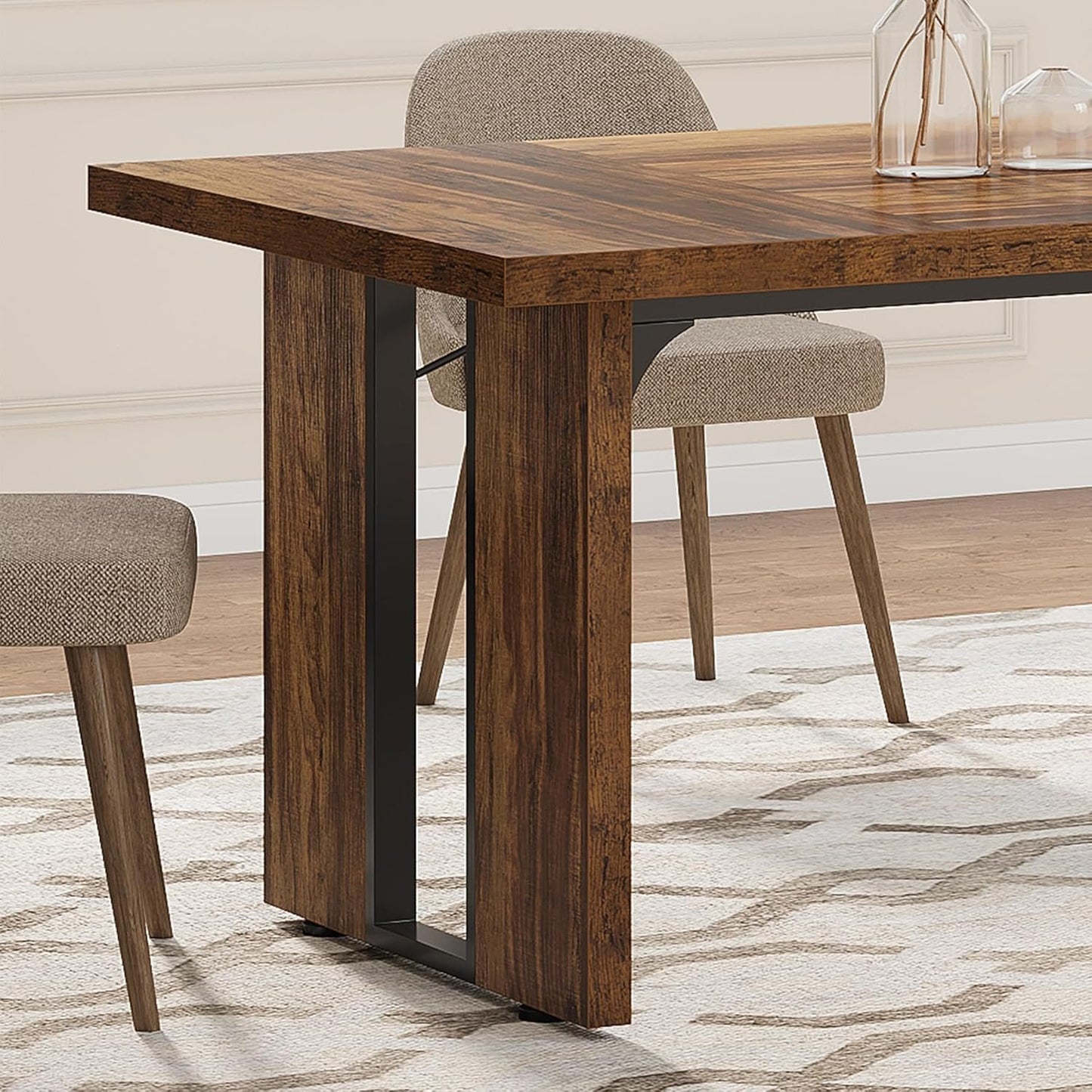 Tribesigns 71" Large Dining Table for 6 to 8 People, Rustic Farmhouse Style Dinner Table, Rectangular Dining Table for Kitchen, Dining Room & Living Room