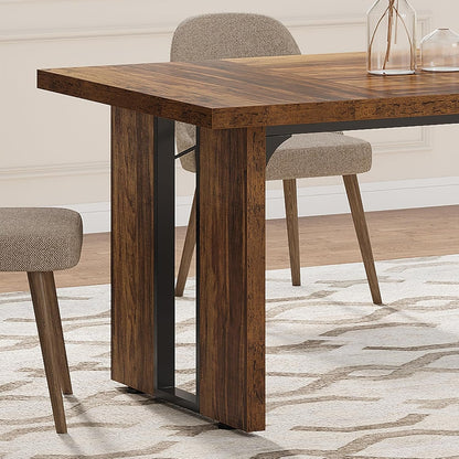 Tribesigns 71" Large Dining Table for 6 to 8 People, Rustic Farmhouse Style Dinner Table, Rectangular Dining Table for Kitchen, Dining Room & Living Room