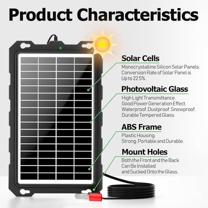 AOTHOTOP Solar Battery Maintainer, 9W Portable and High-Efficiency Solar Battery Charger 12 V Waterproof, Solar Panel Car Battery Charger for RV Motorcycle Boat Marine Trailer Tractor Snowmobile,etc.