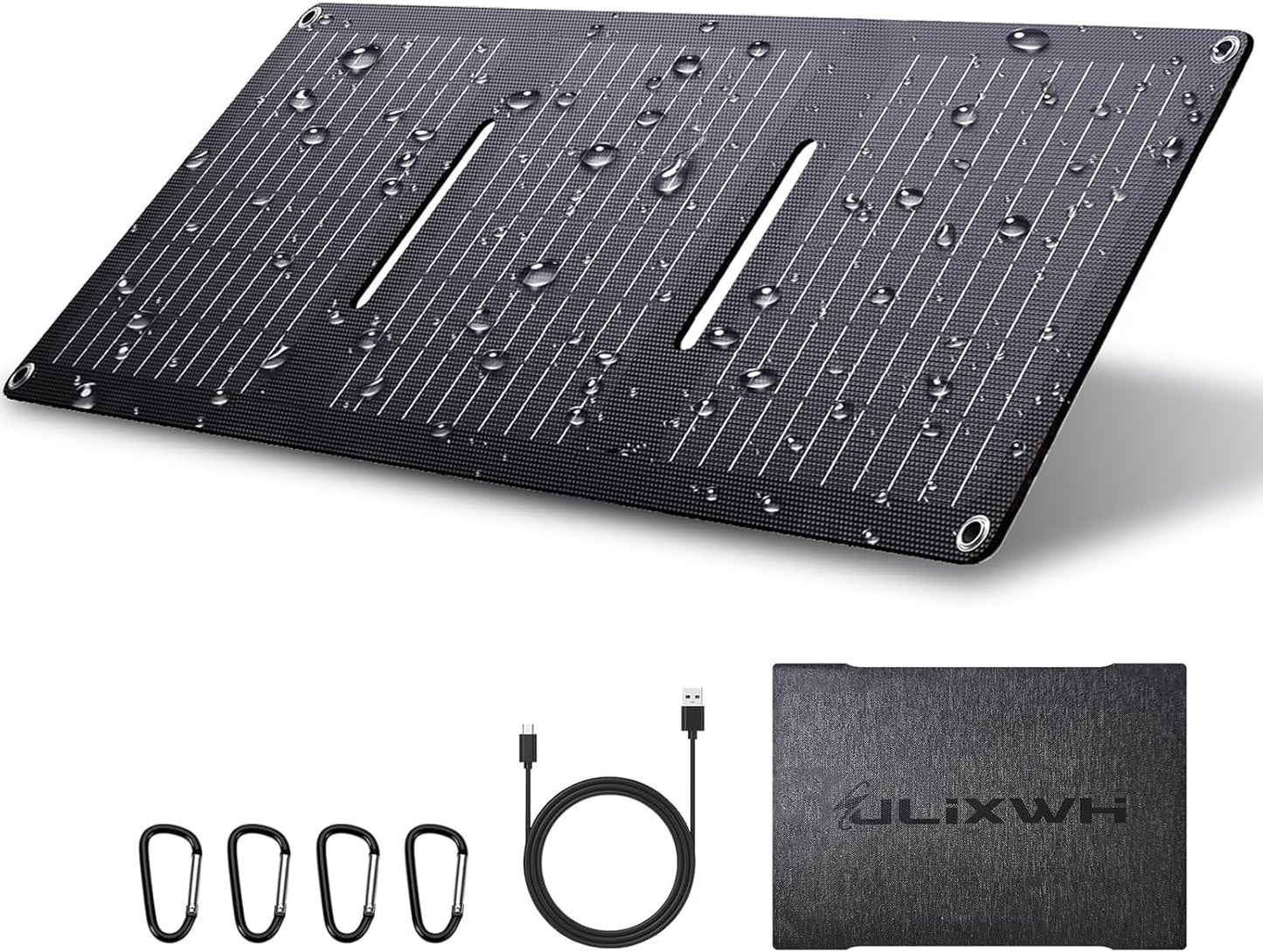 ULiXWH 21W Portable Solar Panel, Foldable Solar Panel Charger(5V/3A), IP67 Waterproof for Camping, Hiking, Backpacking, Ultra-Fast Solar Phone Charger with Dual USB Ports for iPhone, iPad, Power Bank