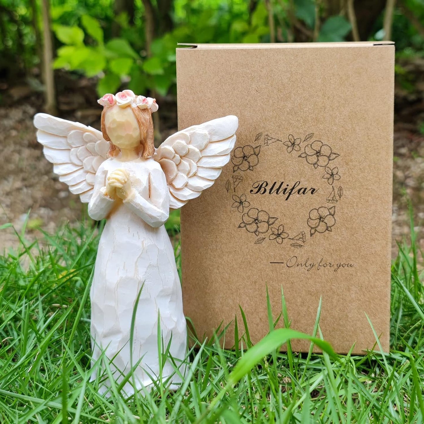 BeLifer Praying Angel Figurine Hand Craved Guardian Angel Sculpture Surrounded by Love Sympathy Gift of Encouragement Women Present Home Decor Ornament