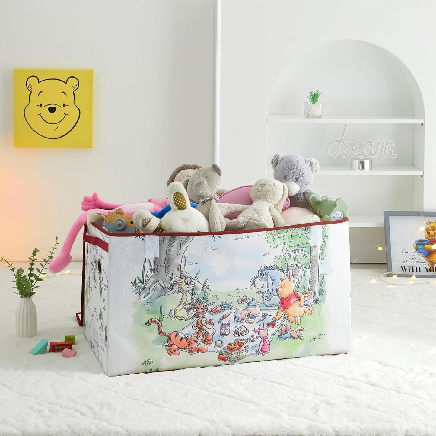 Idea Nuova Disney Winnie the Pooh Collapsible Storage Trunk, Durable with Soft Lid, 28.5"x14.5"x16"