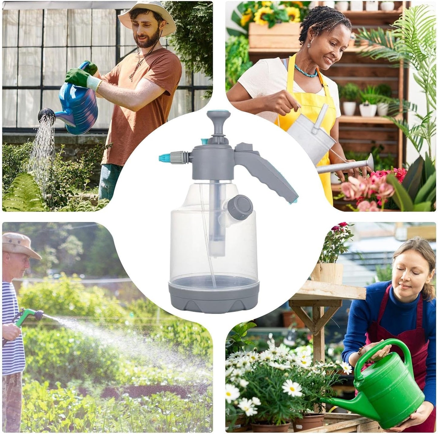Pump Up Sprayer, Fine Mist Spray Bottle, Handheld Plant Mister, Measuring Cup Watering Can 10.24x6.1x12.99 Inchesfor Lawn Care, Car Washing, Yard Cleaning, and Outdoor Activities