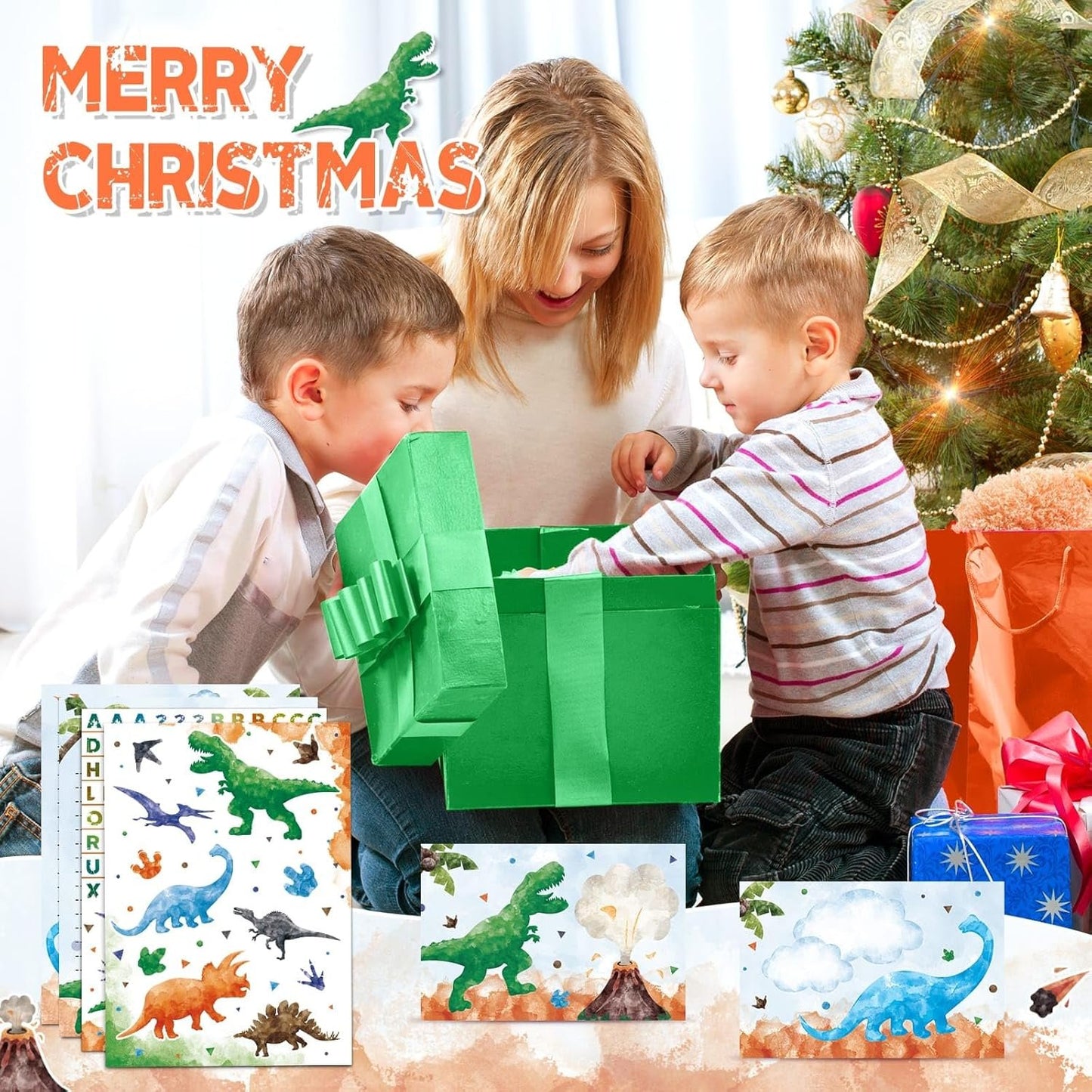 Kids Dinosaur Letter Writing Kit - Boys Stationery Set with Envelopes, Stickers, School Gift Set