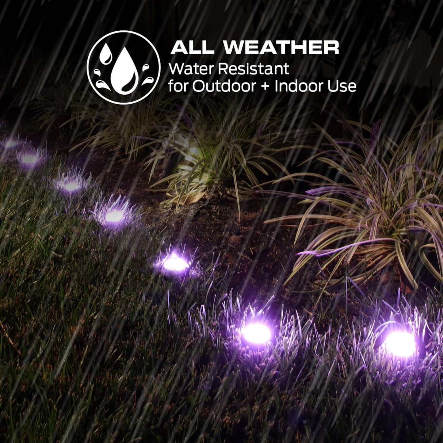 Monster Smart Outdoor Ground Accent RGB+IC+WW LED Lights, 50ft, 15 LEDs, Sound Reactive, Ground Stakes & Wall/Ceiling Mounts, Weather & IP44 Water Resistant, Works with Alexa, Siri, Google Home, App