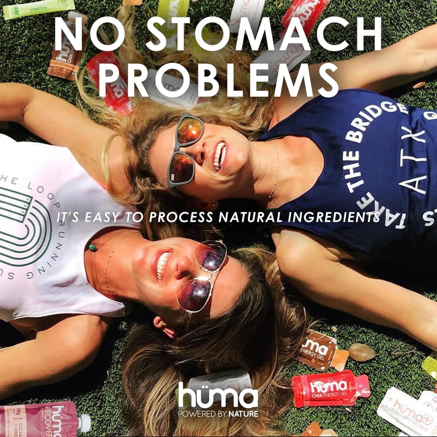Huma Plus (Double Electrolytes) - Chia Energy Gel, Chocolate Peanut Butter, 24 Gels - Stomach Friendly, Real Food Energy Gels