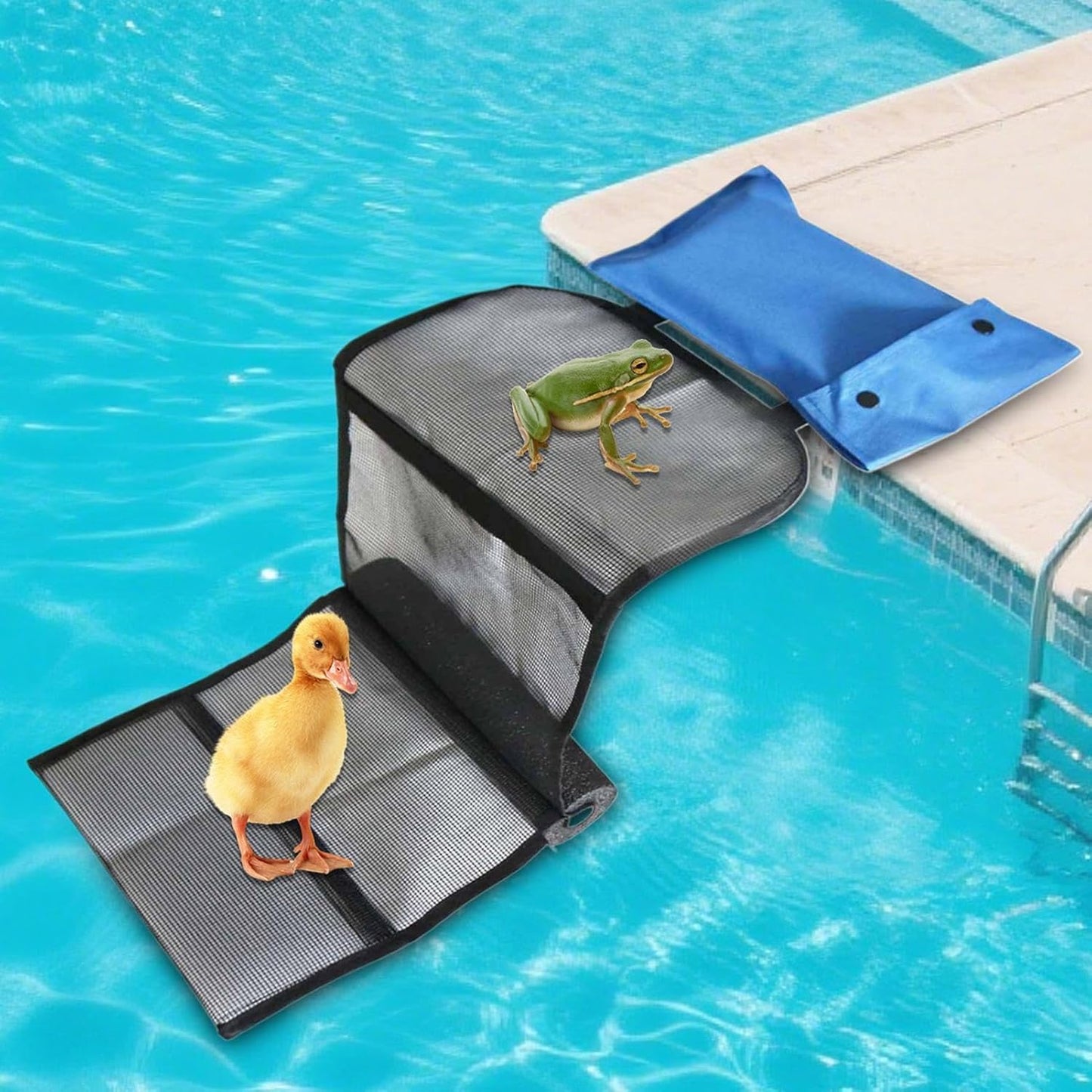 Pool Animal Escape Ramp, Frog Rescue Tool 38.19x9.84in, Safety Net Design, Versatile and Eco-Friendly, Critter Ramp for Lizards, Birds, Ducks, Spa Accessories