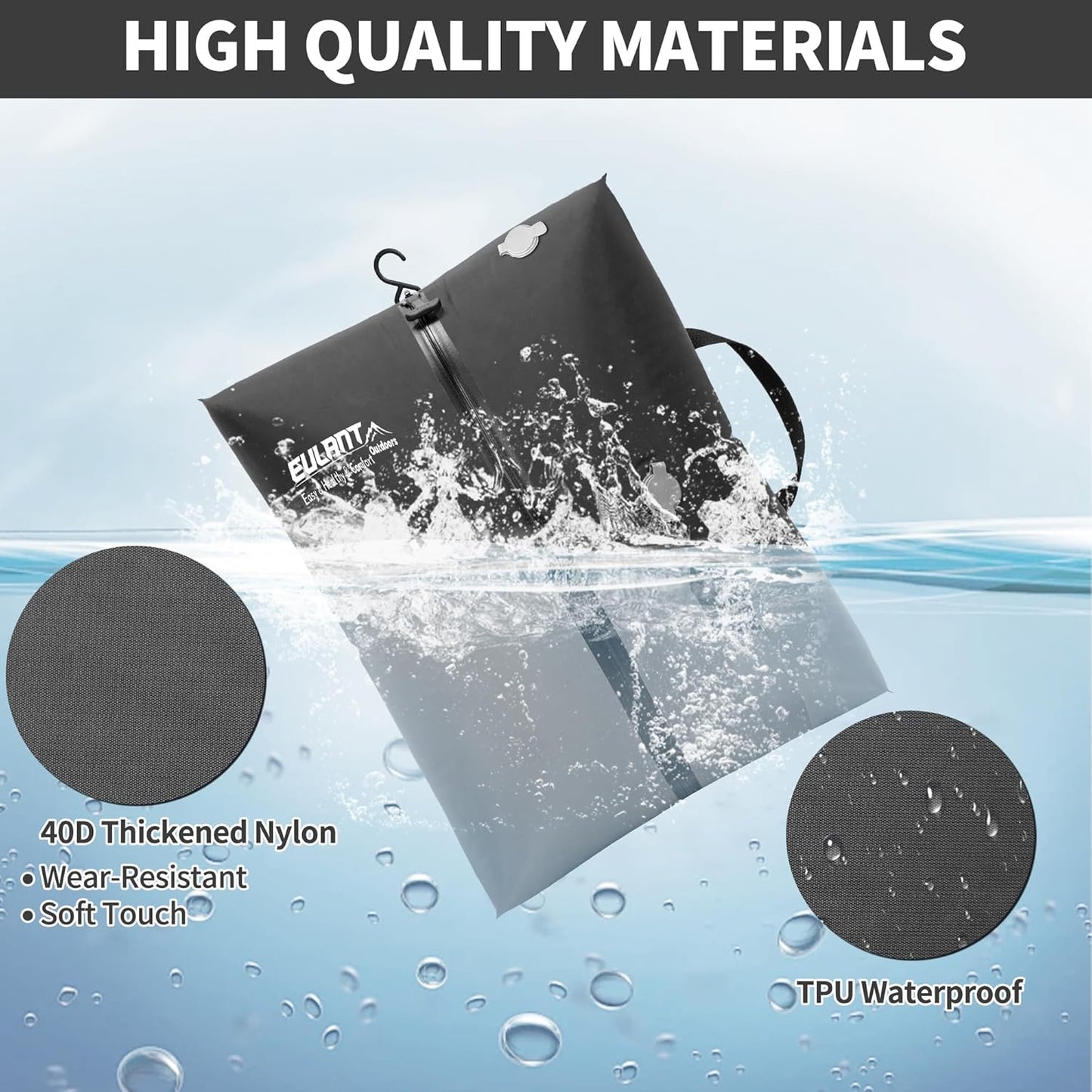 EULANT Reusable TPU Vacuum Bags for Travel, Vacuum Compression Bag with Airtight Zipper IP67 for Suitcases/Luggage/Backpacks, Waterproof and Space-saving, 43.5 x 33 x 15 cm