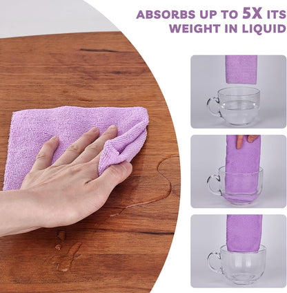 Socrates Microfiber Cleaning Cloth Roll – 50 Tear-Away, Ultra-Absorbent, Reusable, Washable, Quick-Dry Towels in Purple