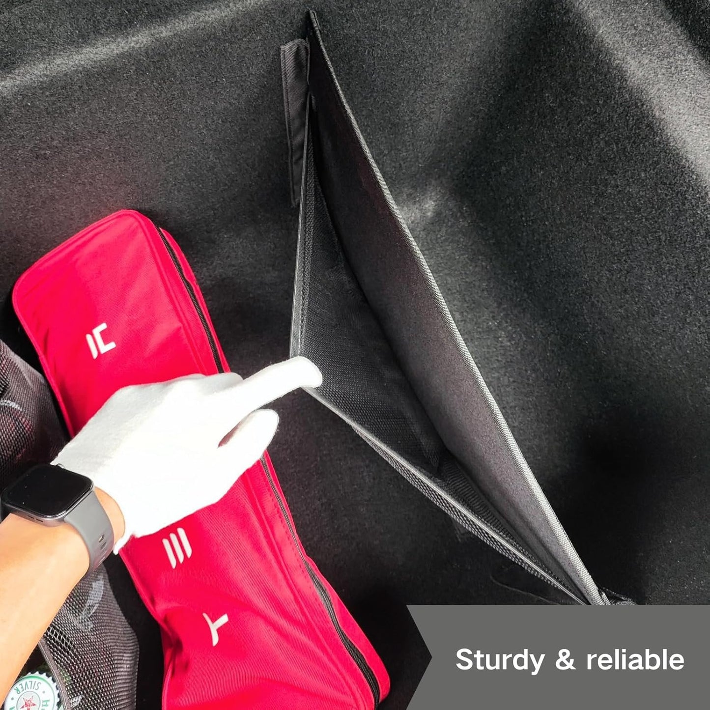 Potaosey Model Y Trunk Storage Bins Rear Tesla Model 3 Trunk Organizer Black Rear Trunk Box Organizer Storage with Mesh Pocket Car Organizer For Car Accessories.