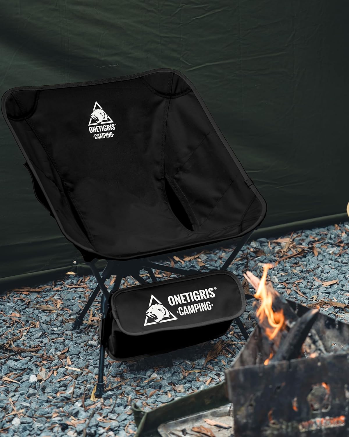 OneTigris TIGERBLADE 150kg Folding Camping Chair Lightweight Triangular Frame Lightweight Camping Chair with 2 Side Pockets for Outdoor Hiking