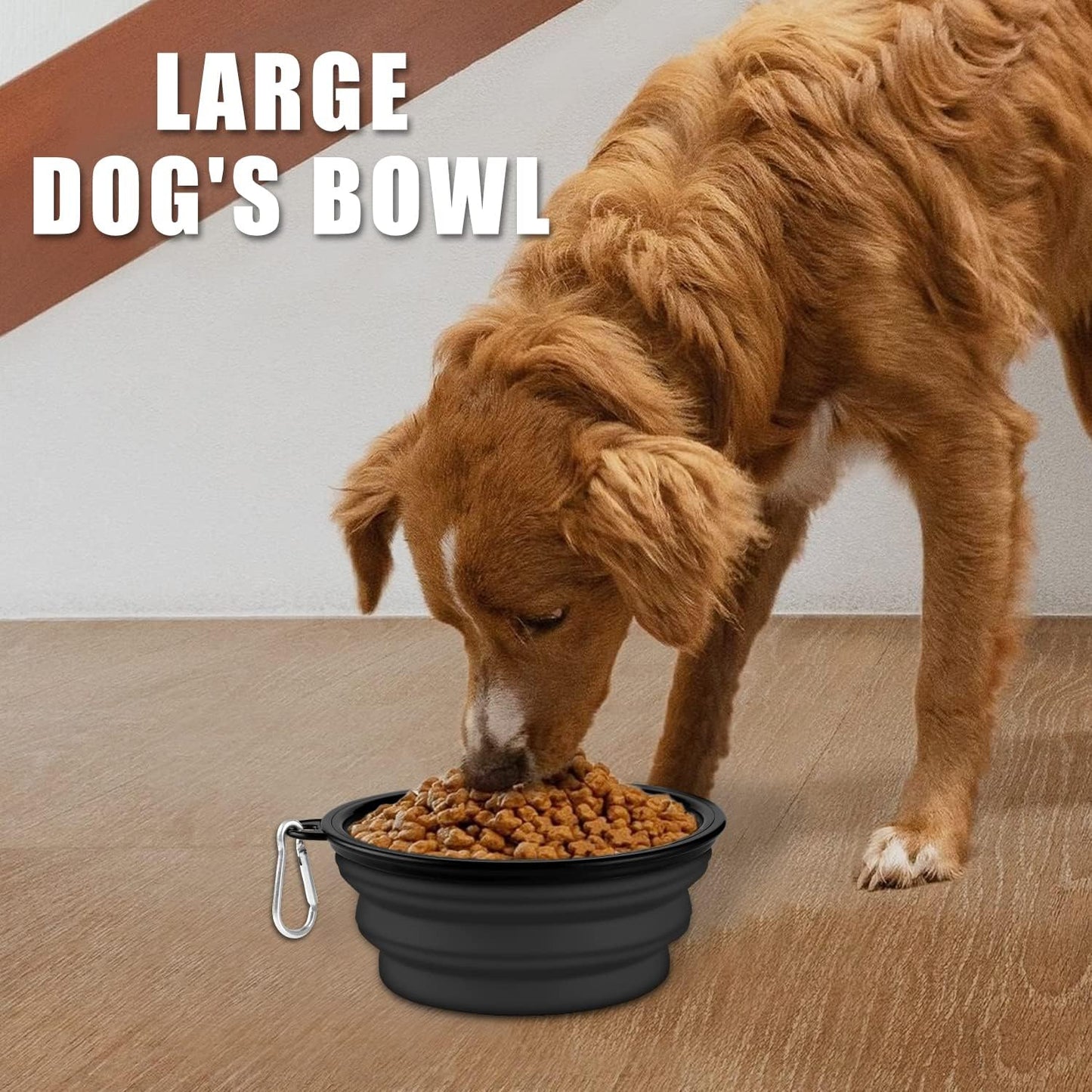 Collapsible Dog Bowls-2 Pack Large Size for Large/ Medium Dogs, Dog Travel Water Bowl, Dog Cat Portable Water Bowl, Dog Pet Feeding Watering Dish Outdoor Hiking Parking Traveling with 2 Carabiners