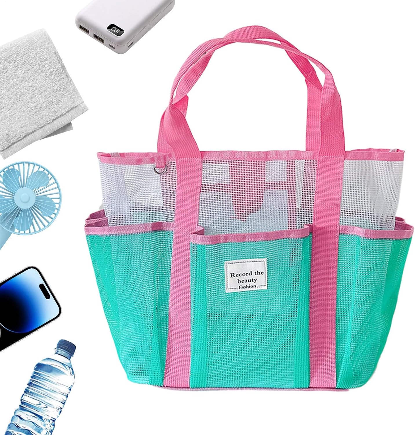 Generico Beach Bag Tote, Large Mesh Bags, Reusable Luggage, Ideal for Travel, Outdoor, Cruise, Picnic, Camping, Hiking, Lake, Family Resort, Gym, Boat, Sports 11.22 x 7.2 x 19.09 Inch