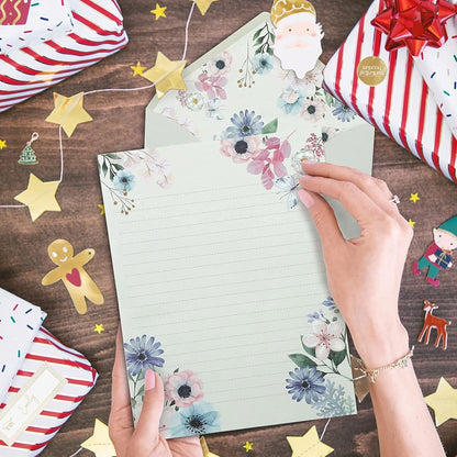 SCStyle Stationary Paper and Envelopes Set Contain 48Sheets Writing Paper 5.9X7.7Inch+24 Pcs A6 Cute Envelopes 4x6Inch with Water-Based Adhesive,Unique Flower Design-Stationary Set for Writing Letters