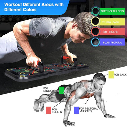 POSKOU Push Up Board System Exercise Workout Board Equipment for Men and Women Portable Gym Strength Training Fitness Push up Stand (41 in 1 with counter)