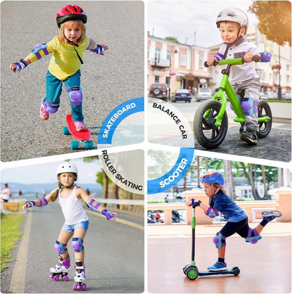 Kids/Youth Knee Pad Elbow Pads Guards Protective Gear Set for Roller Skates Cycling BMX Bike Skateboard Inline Skatings Scooter Riding Sports, Wrist Guards Toddler for Multi-Sports Outdoor