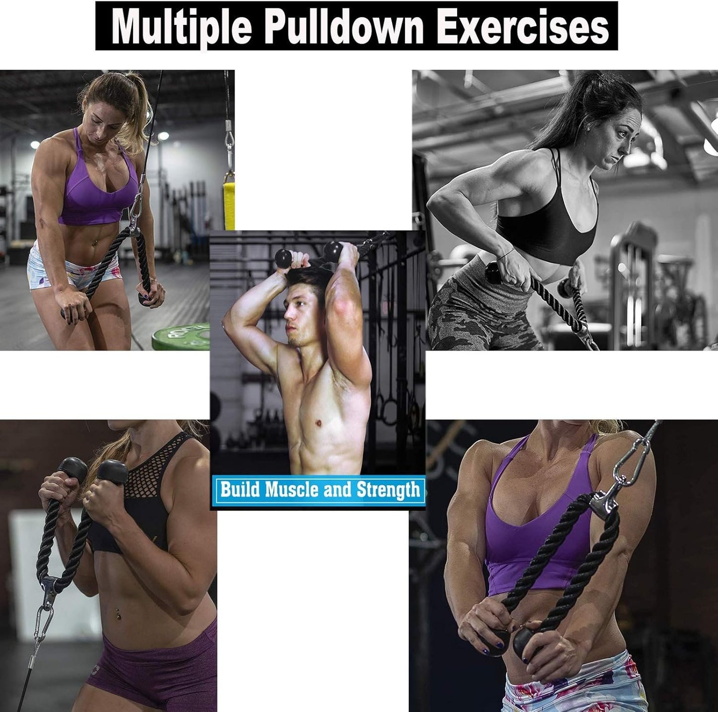 Taeku Tricep Rope – Heavy Duty Nylon Cable Attachment with Long Handle & Carabiner for Triceps Pushdown Home Gym Workouts