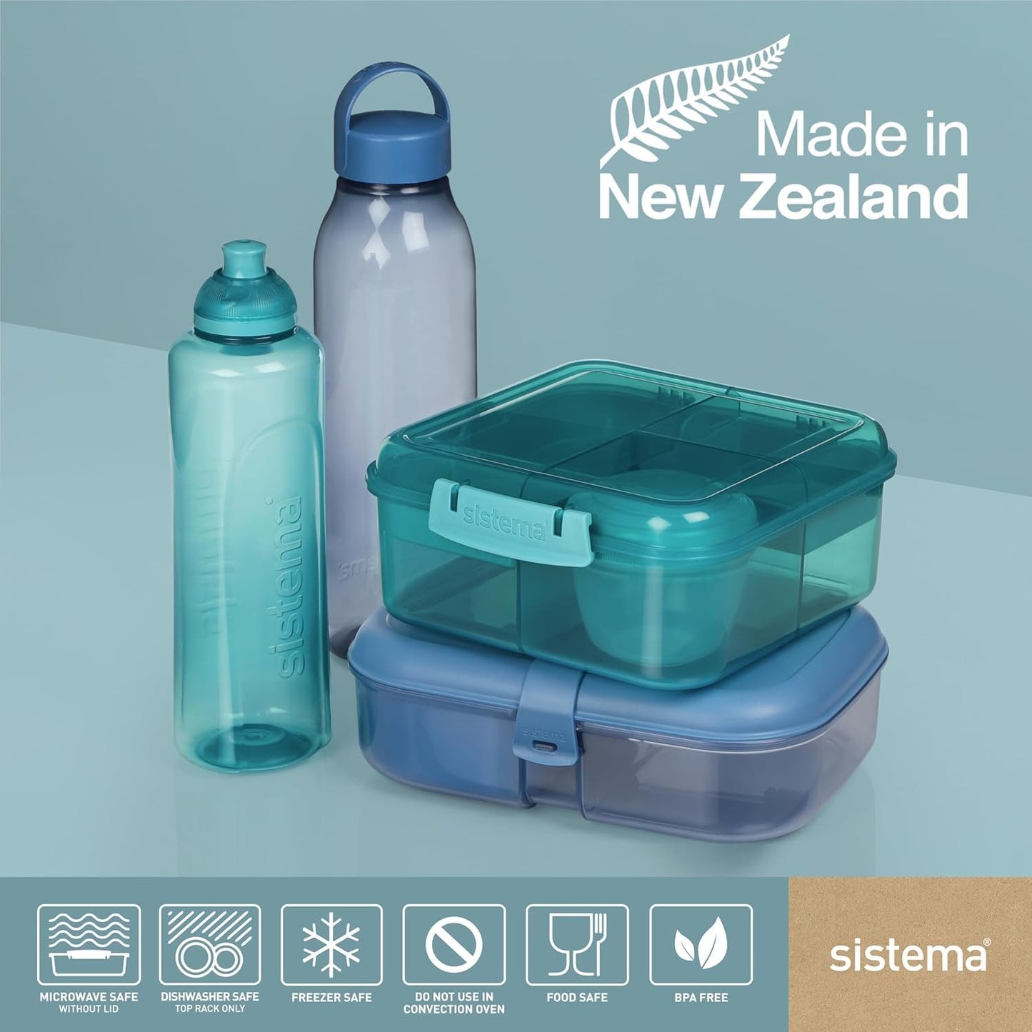 Sistema Ocean Bound Plastic Small Split Food Storage Container, 350 mL, BPA-Free, Teal or Blue (Not Selectable)