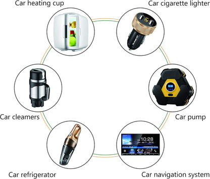 Cerrxian - 5.5mm x 2.1mm DC 12/24V Female Cigarette Lighter Socket to Female Car Charger Adapter