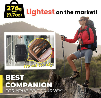 TREKOLOGY Trekking Poles – Adjustable, Collapsible Hiking,Walking Sticks for Men & Women, Lightweight Folding Poles for Backpacking, Seniors & Travel – TREKZ XE