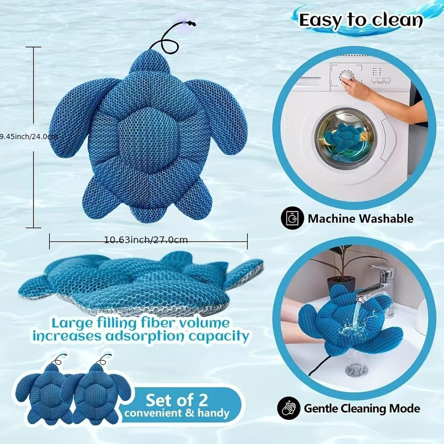 Hot Tub Scum Sponge, Pool Cleaner Turtle Shaped, Floating Oil-Absorbing Accessory, Essential Water Cleaning Tool, Keep Water Clean for Adults, Ideal for Hot Tubs, 10,63 x 9,45 pollici
